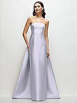 Side View Thumbnail - Silver Dove Strapless Satin Column Dress with Removeable Watteau Train