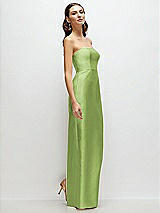 Side View Thumbnail - Mojito Strapless Satin Column Dress with Back Slit