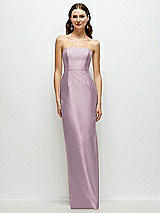 Front View Thumbnail - Suede Rose Strapless Satin Column Dress with Back Slit