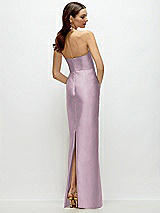 Rear View Thumbnail - Suede Rose Strapless Satin Column Dress with Back Slit