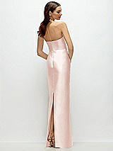 Rear View Thumbnail - Blush Strapless Satin Column Dress with Back Slit