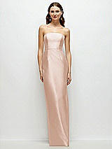 Front View Thumbnail - Cameo Strapless Satin Column Dress with Back Slit