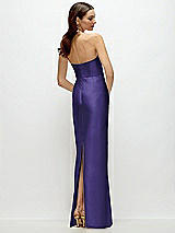 Rear View Thumbnail - Grape Strapless Satin Column Dress with Back Slit