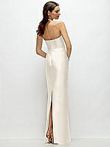 Rear View Thumbnail - Ivory Strapless Satin Column Dress with Back Slit