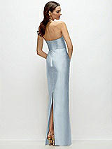 Rear View Thumbnail - Mist Strapless Satin Column Dress with Back Slit