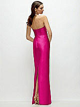 Rear View Thumbnail - Think Pink Strapless Satin Column Dress with Back Slit