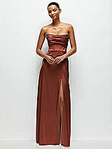 Alt View 2 Thumbnail - Auburn Moon A-Line Satin Maxi Dress with Convertible Off-the-Shoulder or Strapless Looks 