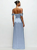 Rear View Thumbnail - Cloudy A-Line Satin Maxi Dress with Convertible Off-the-Shoulder or Strapless Looks 