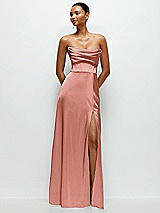 Alt View 1 Thumbnail - Desert Rose A-Line Satin Maxi Dress with Convertible Off-the-Shoulder or Strapless Looks 