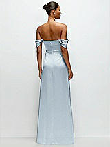 Rear View Thumbnail - Mist A-Line Satin Maxi Dress with Convertible Off-the-Shoulder or Strapless Looks 