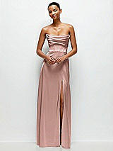 Alt View 2 Thumbnail - Neu Nude A-Line Satin Maxi Dress with Convertible Off-the-Shoulder or Strapless Looks 