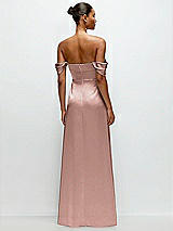 Rear View Thumbnail - Neu Nude A-Line Satin Maxi Dress with Convertible Off-the-Shoulder or Strapless Looks 