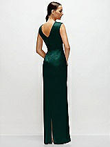 Rear View Thumbnail - Evergreen High Neck Sleeveless Cap Shoulder Satin Maxi Dress