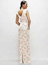 Rear View Thumbnail - Golden Hour Floral High Neck Sleeveless Cap Shoulder Satin Maxi Dress