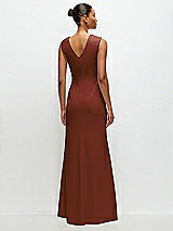 Rear View Thumbnail - Auburn Moon Sleeveless Cap Shoulder Crepe Maxi Dress with Trumpet Skirt