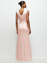 Rear View Thumbnail - Blush Sleeveless Cap Shoulder Crepe Maxi Dress with Trumpet Skirt