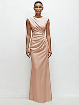 Front View Thumbnail - Cameo Sleeveless Cap Shoulder Crepe Maxi Dress with Trumpet Skirt