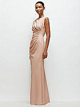 Side View Thumbnail - Cameo Sleeveless Cap Shoulder Crepe Maxi Dress with Trumpet Skirt