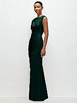 Side View Thumbnail - Evergreen Sleeveless Cap Shoulder Crepe Maxi Dress with Trumpet Skirt