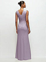 Rear View Thumbnail - Lilac Haze Sleeveless Cap Shoulder Crepe Maxi Dress with Trumpet Skirt