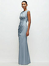 Side View Thumbnail - Mist Sleeveless Cap Shoulder Crepe Maxi Dress with Trumpet Skirt