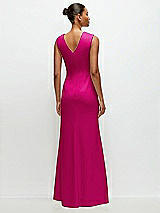 Rear View Thumbnail - Think Pink Sleeveless Cap Shoulder Crepe Maxi Dress with Trumpet Skirt