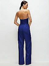 Rear View Thumbnail - Cobalt Blue Strapless Cat-Eye Corset Crepe Wedding Jumpsuit