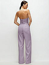 Rear View Thumbnail - Lilac Haze Strapless Cat-Eye Corset Crepe Wedding Jumpsuit