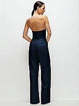 Rear View Thumbnail - Midnight Navy Strapless Cat-Eye Corset Crepe Wedding Jumpsuit