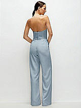 Rear View Thumbnail - Mist Strapless Cat-Eye Corset Crepe Wedding Jumpsuit