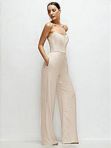 Side View Thumbnail - Oat Strapless Cat-Eye Corset Crepe Wedding Jumpsuit