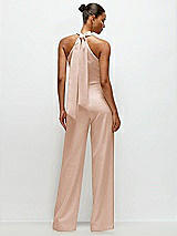 Alt View 1 Thumbnail - Cameo Pleated Halter Blouson Crepe Wedding Jumpsuit with Self-Tie Bow Back