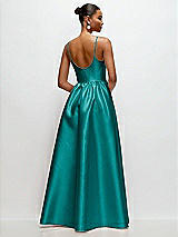 Rear View Thumbnail - Jade Scoop Neck Drop Basque Skirt Satin Maxi Dress with Pockets