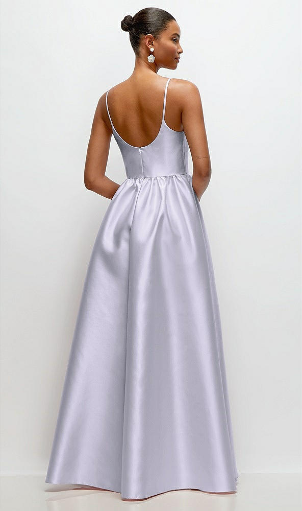 Back View - Silver Dove Scoop Neck Drop Basque Skirt Satin Maxi Dress with Pockets