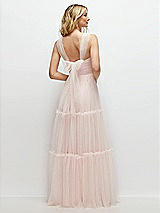 Alt View 2 Thumbnail - Ballet Pink Bustier-Style Neu Tulle Tiered Maxi Dress with Convertible Straps