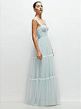 Side View Thumbnail - Mist Bustier-Style Neu Tulle Tiered Maxi Dress with Convertible Straps