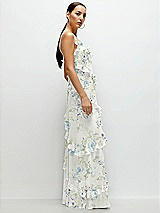 Side View Thumbnail - Bleu Garden Asymmertical Ruffle Chiffon Bias Slip Maxi Dress