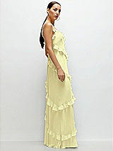 Side View Thumbnail - Butter Yellow Asymmertical Ruffle Chiffon Bias Slip Maxi Dress