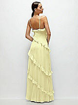 Rear View Thumbnail - Butter Yellow Asymmertical Ruffle Chiffon Bias Slip Maxi Dress