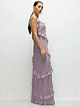 Side View Thumbnail - Lilac Dusk Asymmertical Ruffle Chiffon Bias Slip Maxi Dress