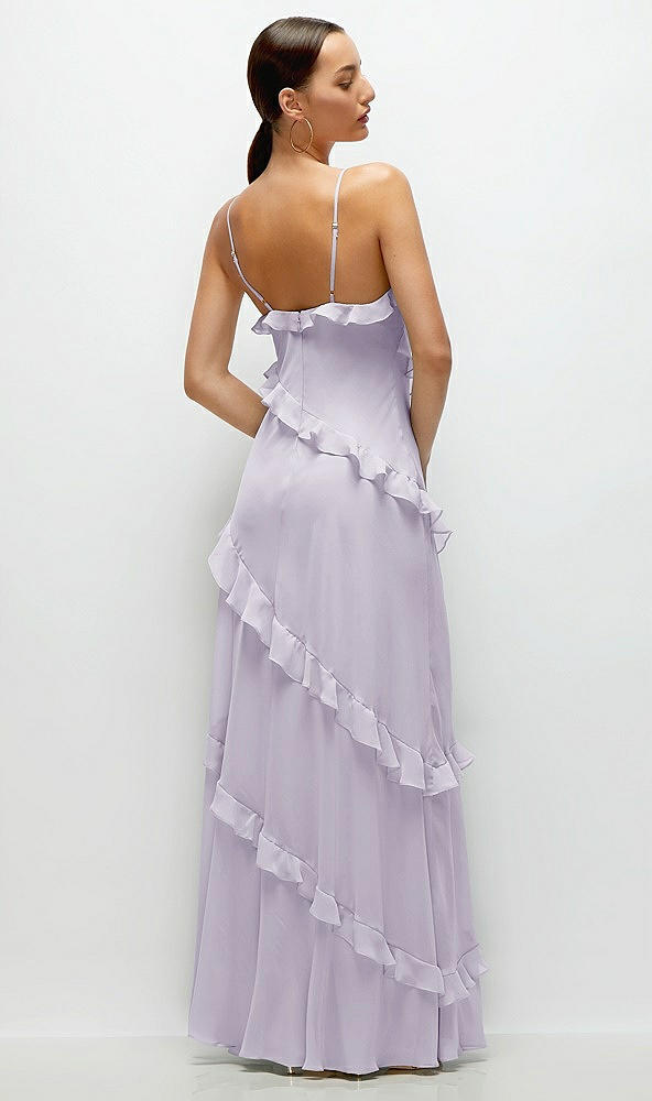 Back View - Moondance Asymmertical Ruffle Chiffon Bias Slip Maxi Dress