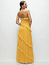 Rear View Thumbnail - NYC Yellow Asymmertical Ruffle Chiffon Bias Slip Maxi Dress