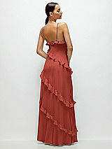 Rear View Thumbnail - Amber Sunset Asymmertical Ruffle Chiffon Bias Slip Maxi Dress