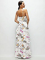 Rear View Thumbnail - Butterfly Botanica Ivory Asymmertical Ruffle Chiffon Bias Slip Maxi Dress