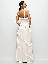 Rear View Thumbnail - Ivory Asymmertical Ruffle Chiffon Bias Slip Maxi Dress