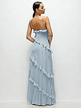 Rear View Thumbnail - Mist Asymmertical Ruffle Chiffon Bias Slip Maxi Dress