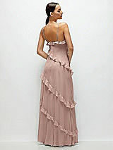 Rear View Thumbnail - Neu Nude Asymmertical Ruffle Chiffon Bias Slip Maxi Dress