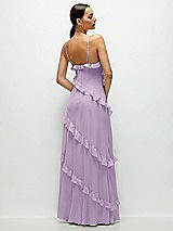 Rear View Thumbnail - Pale Purple Asymmertical Ruffle Chiffon Bias Slip Maxi Dress