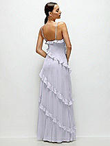 Rear View Thumbnail - Silver Dove Asymmertical Ruffle Chiffon Bias Slip Maxi Dress