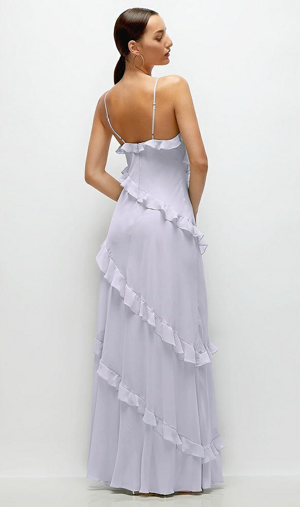 Back View - Silver Dove Asymmertical Ruffle Chiffon Bias Slip Maxi Dress